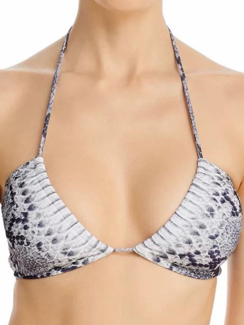 NWT Norma Kamali ‘Jason’ Halter Style Snake / Python Print Bikini Top Size XS